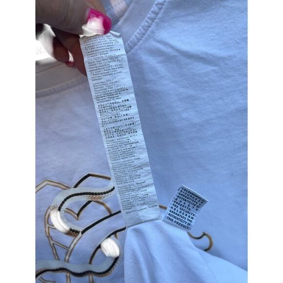 Roberto Cavalli T Shirt Mens Large White Monogram Snake Casual Comfort Retro - Picture 6 of 9